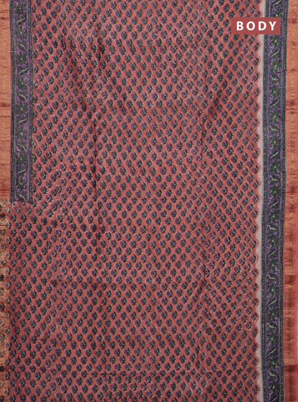 Peach & Purple Chanderi Bagru Saree