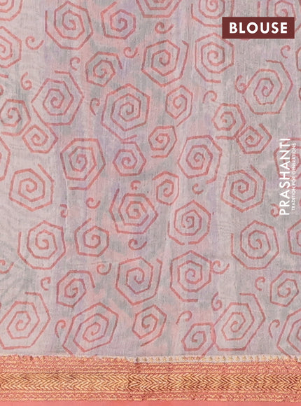 Peach & Purple Chanderi Bagru Saree