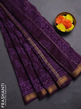 Purple Chanderi Bagru Saree