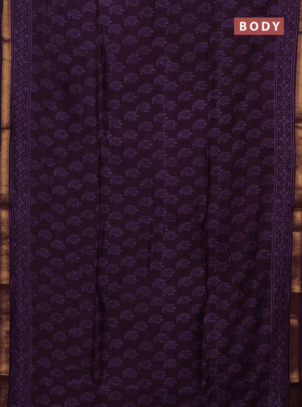 Purple Chanderi Bagru Saree