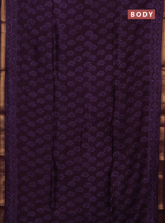 Purple Chanderi Bagru Saree