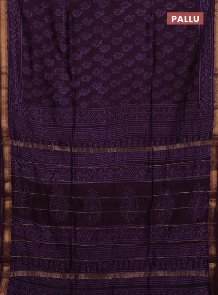 Purple Chanderi Bagru Saree