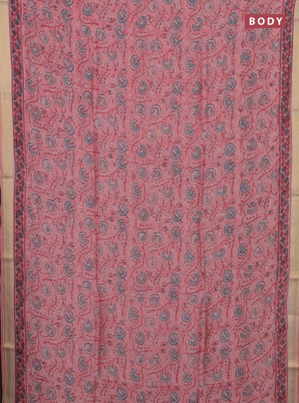 Peach Pink Chanderi Bagru Saree