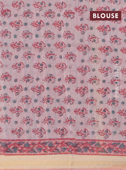 Peach Pink Chanderi Bagru Saree
