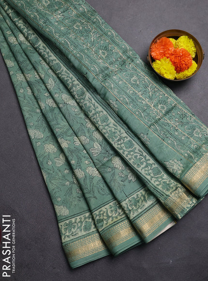 Pastel Green Chanderi Bagru Saree