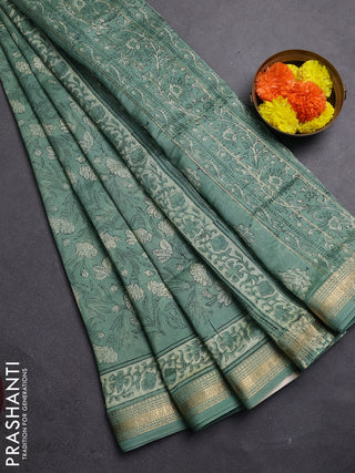 Pastel Green Chanderi Bagru Saree