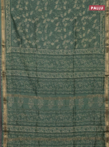Pastel Green Chanderi Bagru Saree