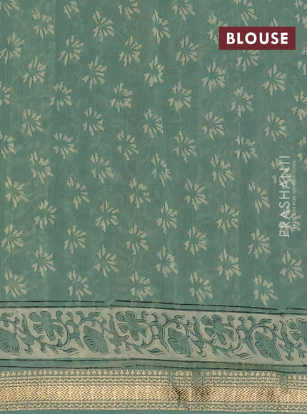 Pastel Green Chanderi Bagru Saree