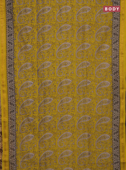 Yellow Chanderi Bagru Saree