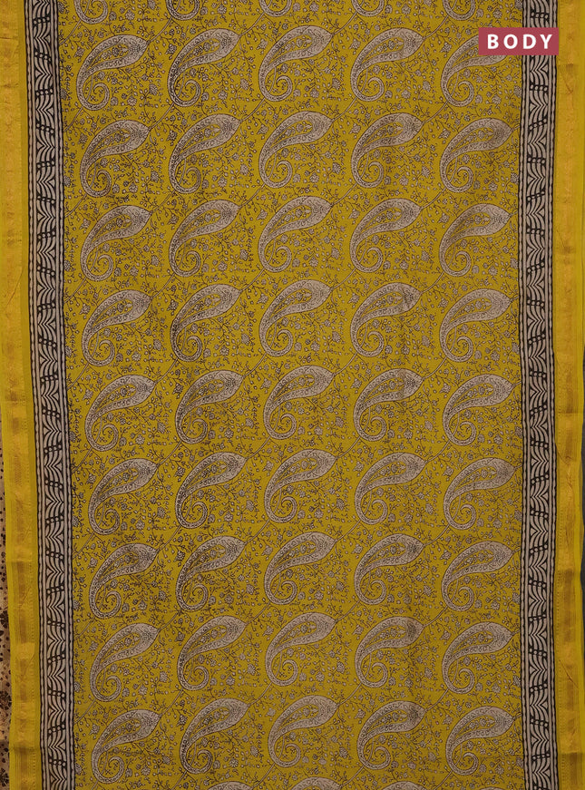 Yellow Chanderi Bagru Saree
