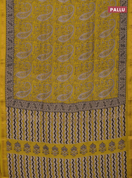 Yellow Chanderi Bagru Saree