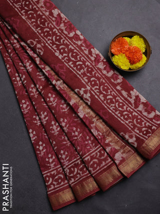 Brown Chanderi Bagru Saree