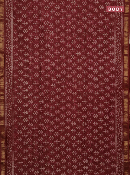 Brown Chanderi Bagru Saree