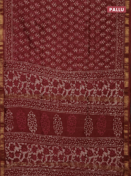 Brown Chanderi Bagru Saree