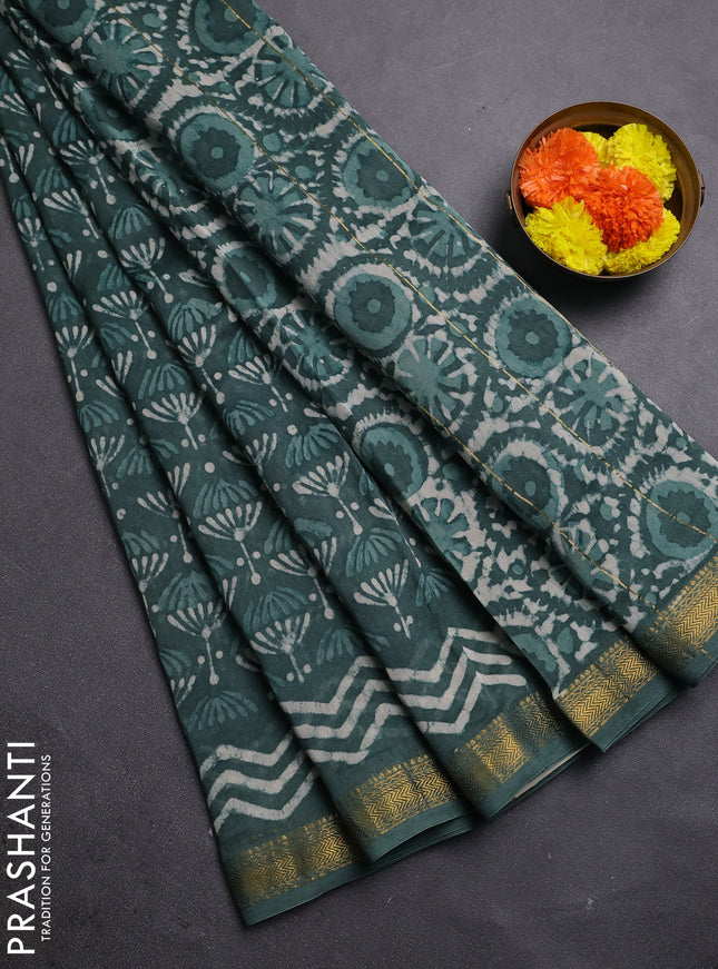 Green Chanderi Bagru Saree