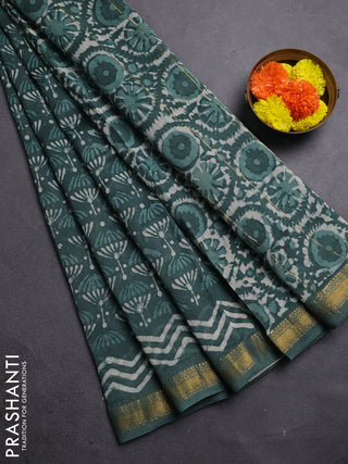 Green Chanderi Bagru Saree