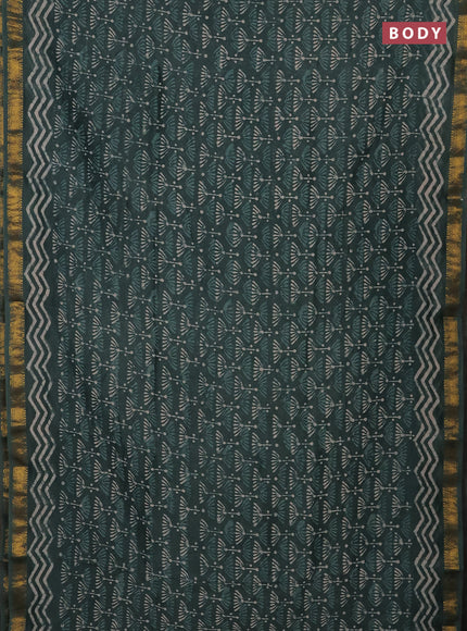 Green Chanderi Bagru Saree