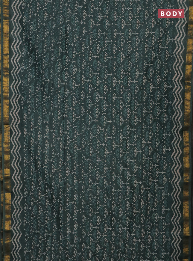 Green Chanderi Bagru Saree