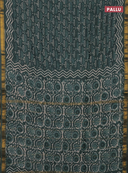 Green Chanderi Bagru Saree
