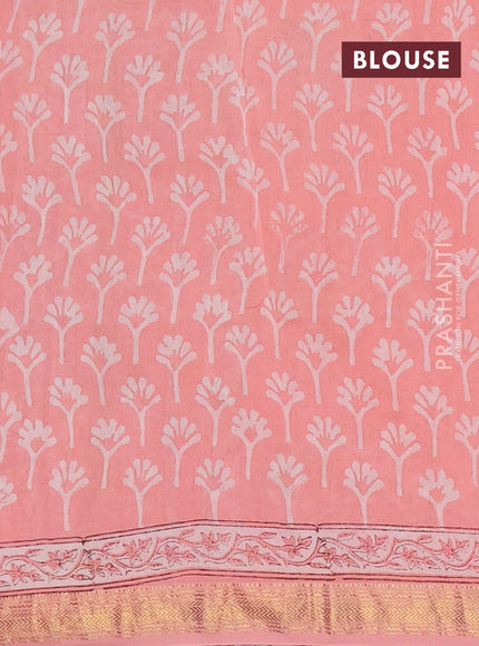 Peach Chanderi Bagru Saree