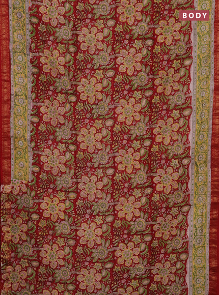 Maroon & Yellow Chanderi Bagru Saree