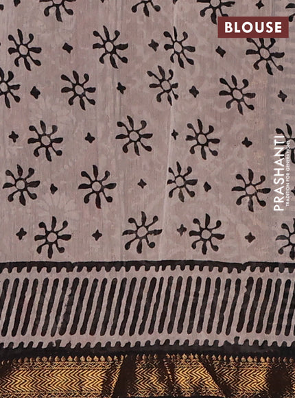 Black & Beige Chanderi Bagru Saree