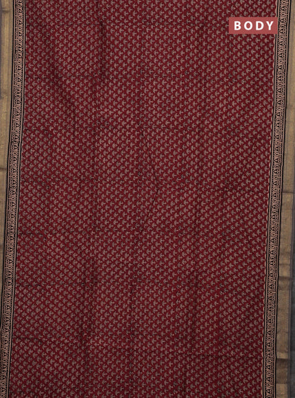Maroon & Beige Chanderi Bagru Saree