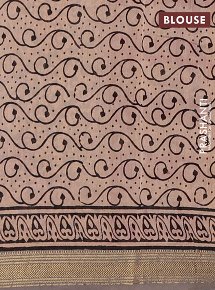 Maroon & Beige Chanderi Bagru Saree