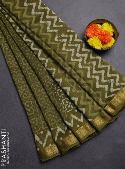 Mehendi Green Chanderi Bagru Saree