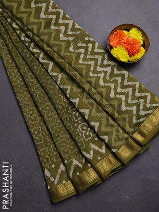 Mehendi Green Chanderi Bagru Saree