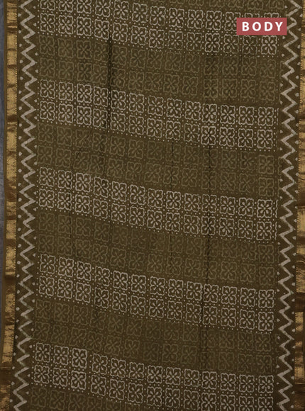Mehendi Green Chanderi Bagru Saree