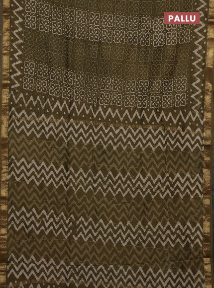 Mehendi Green Chanderi Bagru Saree