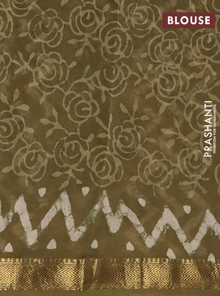 Mehendi Green Chanderi Bagru Saree