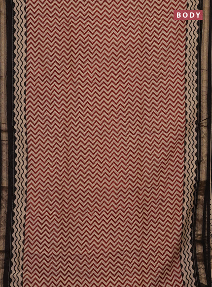 Maroon & Black Chanderi Bagru Saree
