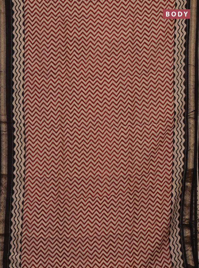 Maroon & Black Chanderi Bagru Saree