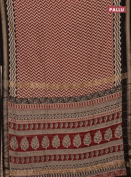 Maroon & Black Chanderi Bagru Saree