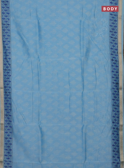 Sky Blue Chanderi Bagru Saree