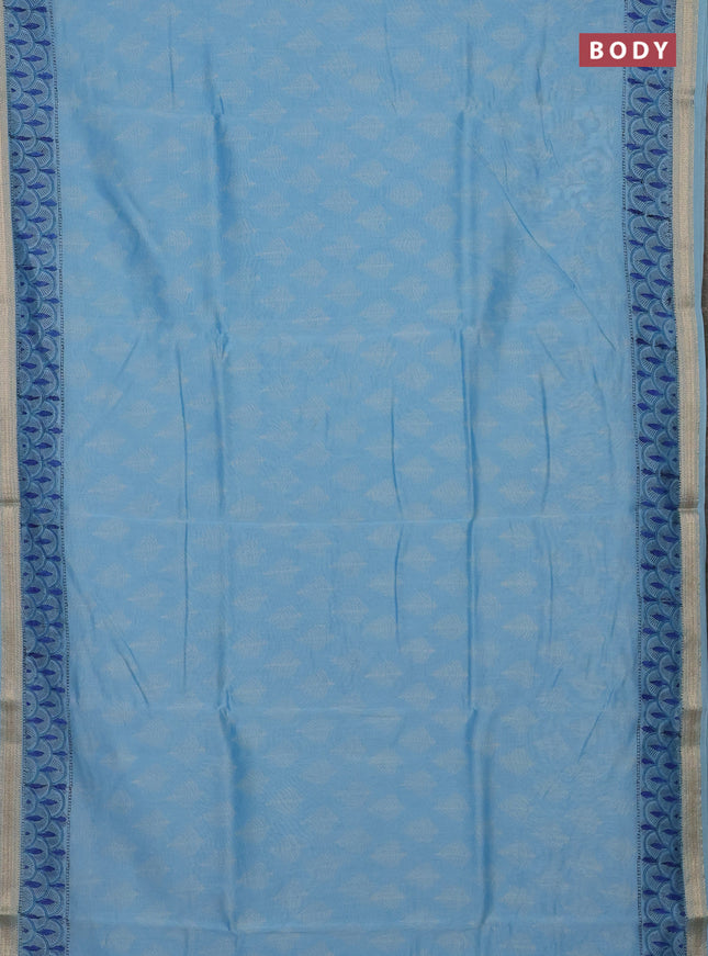 Sky Blue Chanderi Bagru Saree
