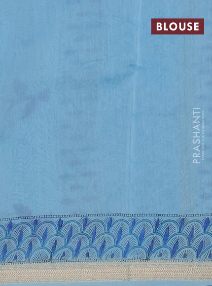 Sky Blue Chanderi Bagru Saree