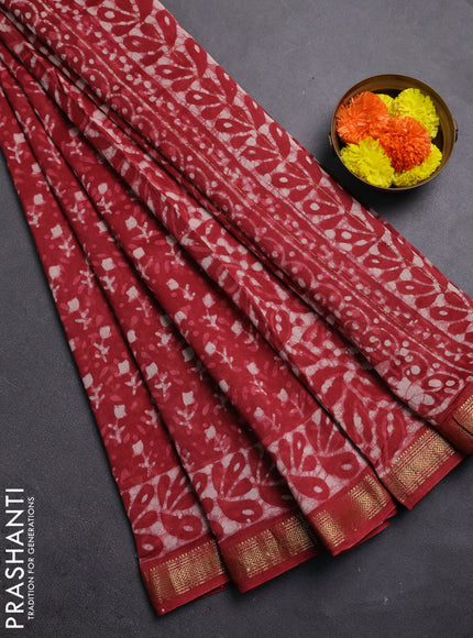 Maroon Chanderi Bagru Saree