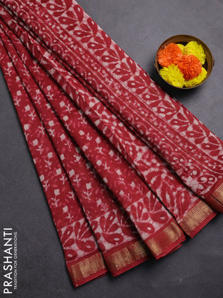 Maroon Chanderi Bagru Saree