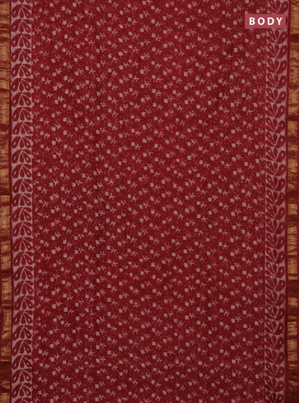 Maroon Chanderi Bagru Saree