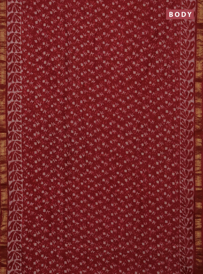Maroon Chanderi Bagru Saree