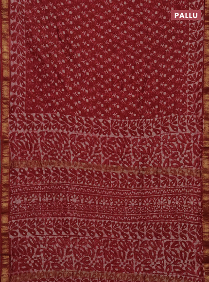 Maroon Chanderi Bagru Saree