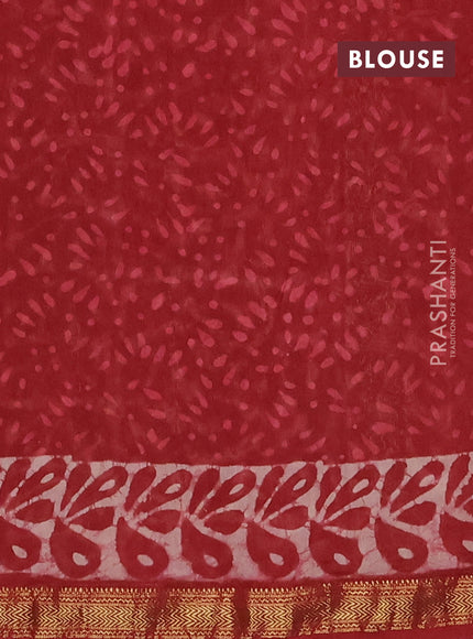 Maroon Chanderi Bagru Saree