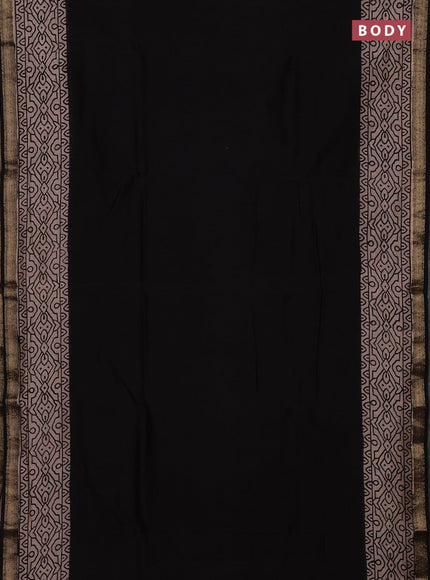 Black & Beige Chanderi Bagru Saree