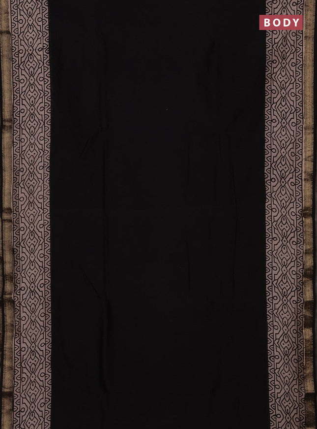 Black & Beige Chanderi Bagru Saree
