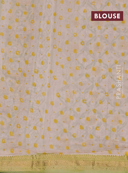 Pista Green & Yellow Chanderi Bagru Saree