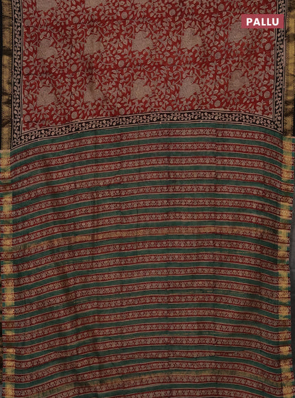 Maroon & Black Chanderi Bagru Saree