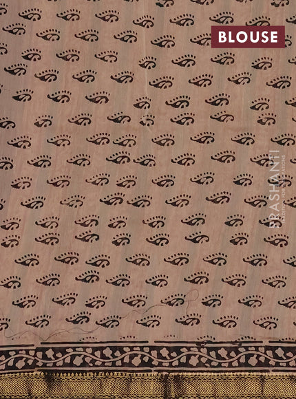 Maroon & Black Chanderi Bagru Saree